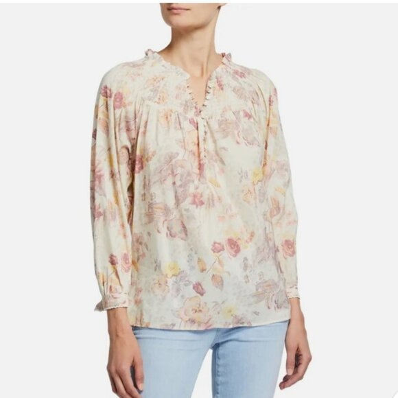 Paige Jaylee 3/4 sleeve Smocked Neck Blouse - Picture 3 of 11